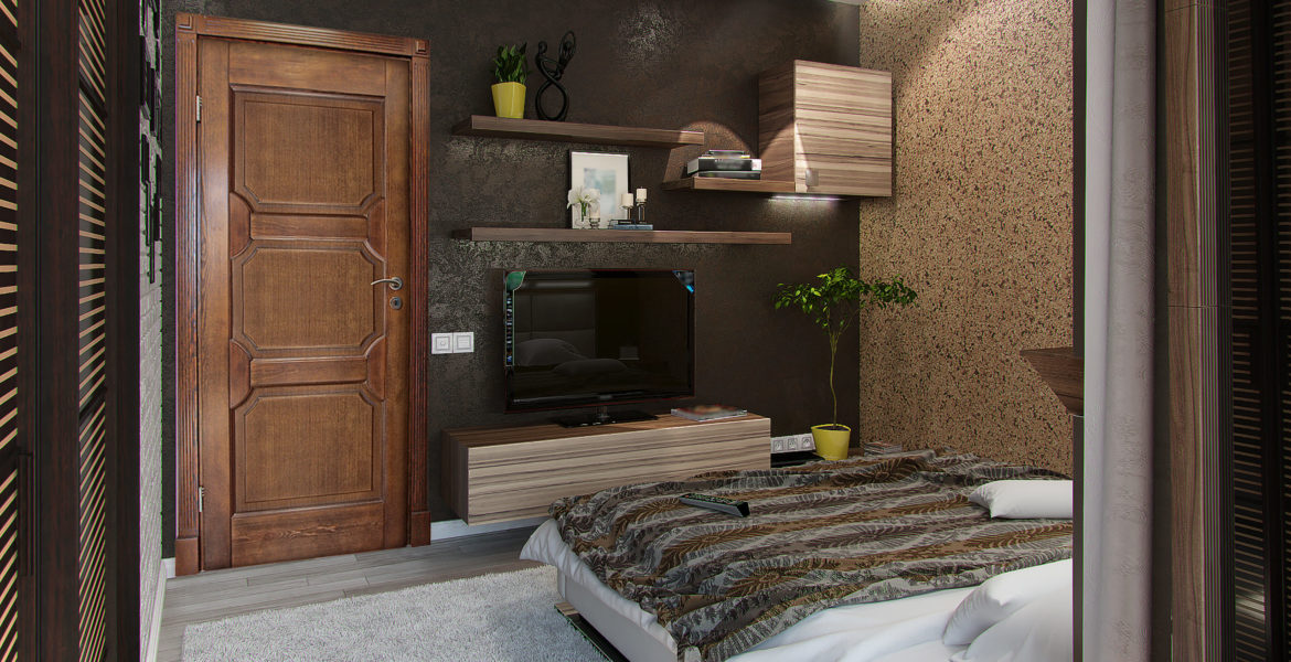 Modern interior design ideas. 3d visualization of bedroom interior design.
